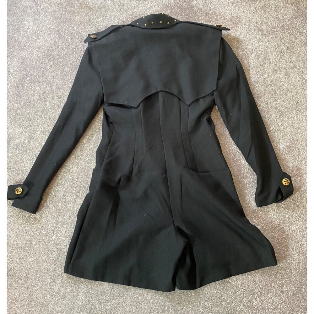 Vintage Cache Coat Dress Black Skort Pants Gold Studded Lapel Button Detail - Picture 2 of 12